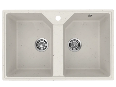 Мойка врезная две чаши 770490мм Белый камень
