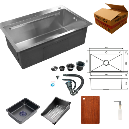 Кухонная мойка Premial PR 6845 Display (680_450) 3мм Silk Satin